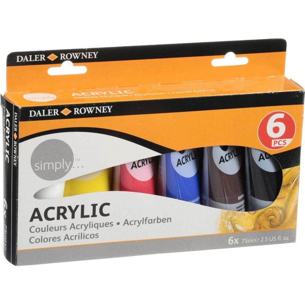 Сет акрилни бои Simply 6х75мл.