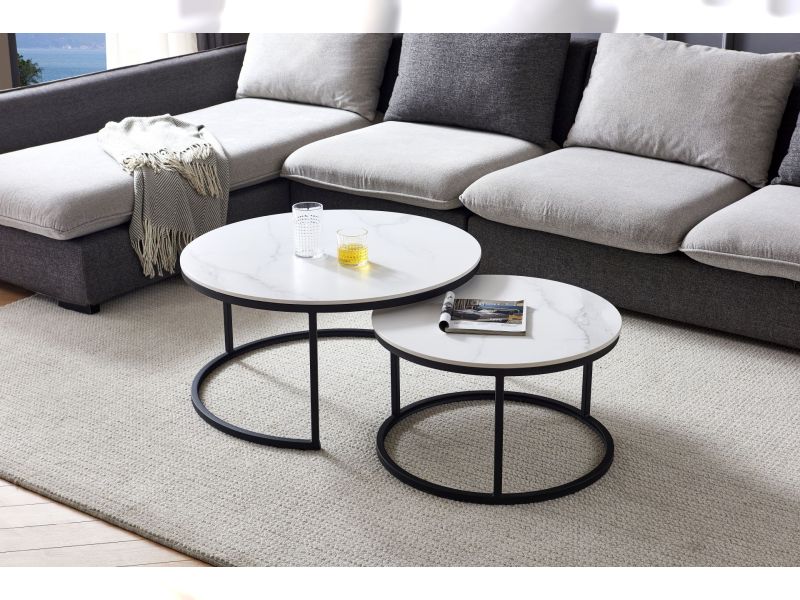 Tajda 2 White Coffee Table Set