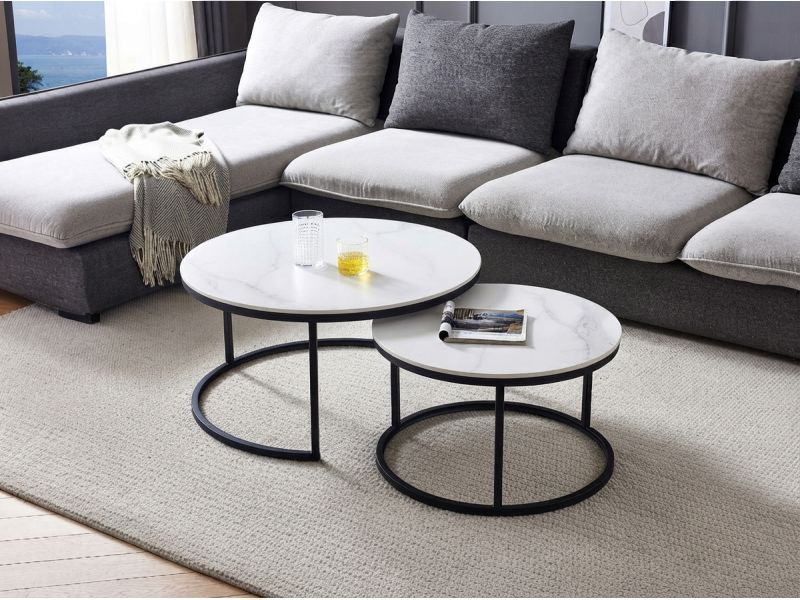 Tajda 2 White Coffee Table Set