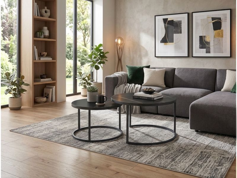 Tajda 2 Black Coffee Table Set