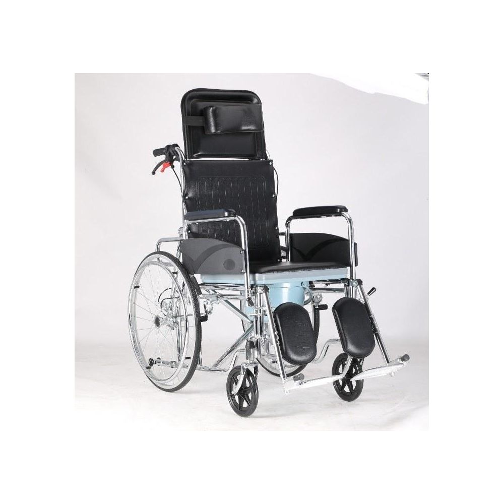 Универзална инвалидска количка со подвижен наслон и папучи кои се подесуваат - стандард и адаптација за WC