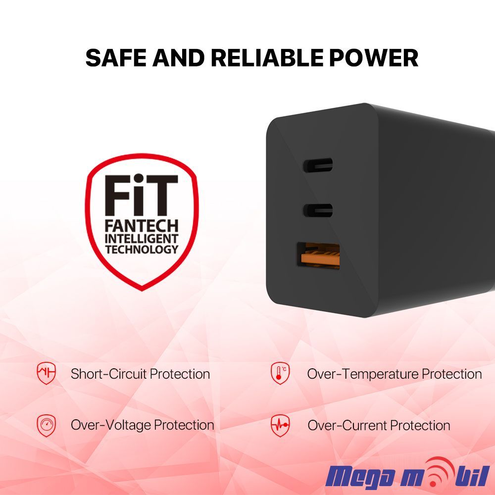 Polnac 220V Fantech CWG301 3 Port PPS/PD+QC FAST 65W.