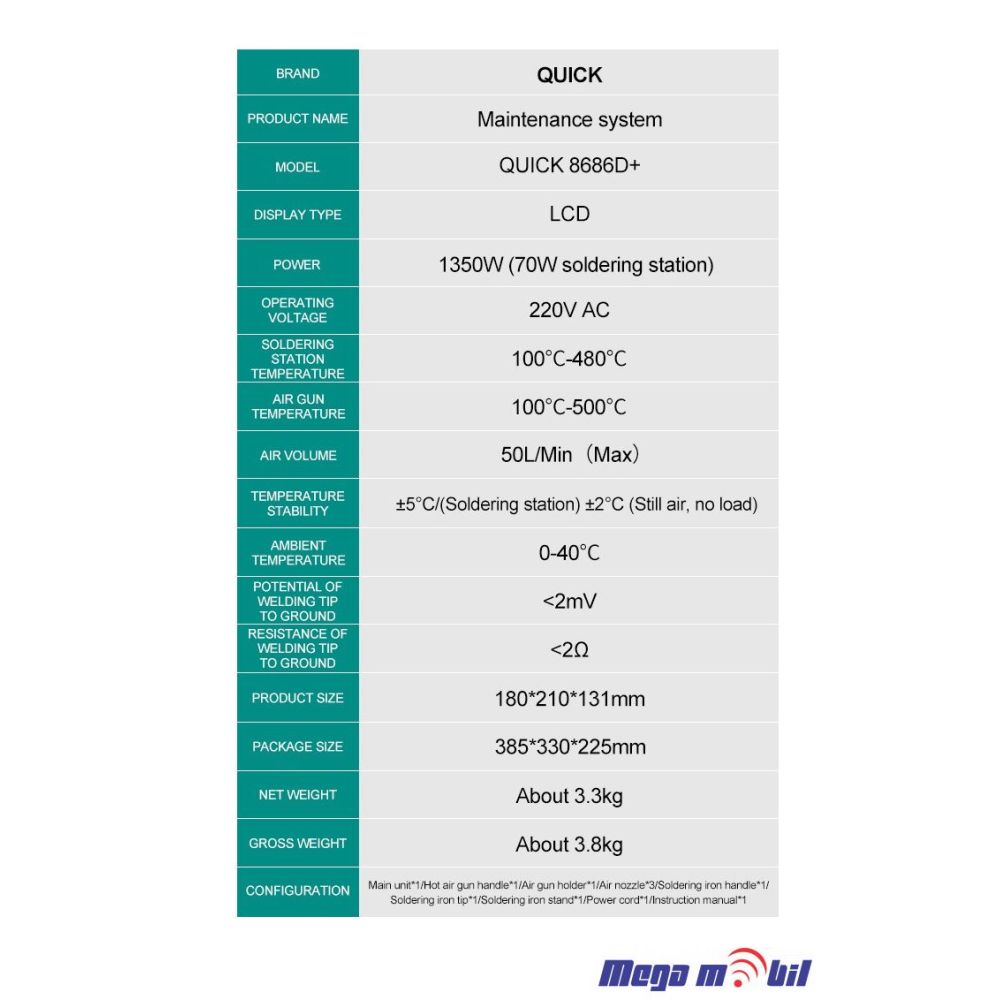 Duvalka so letkum QUICK 8686D+