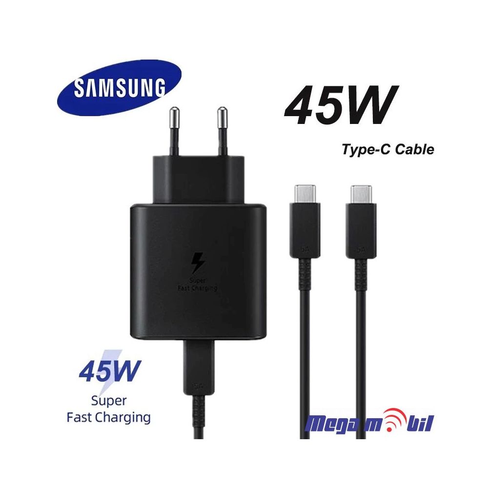 Polnac 220V Samsung 45W PD black so kabel 1.8m FULL ORG