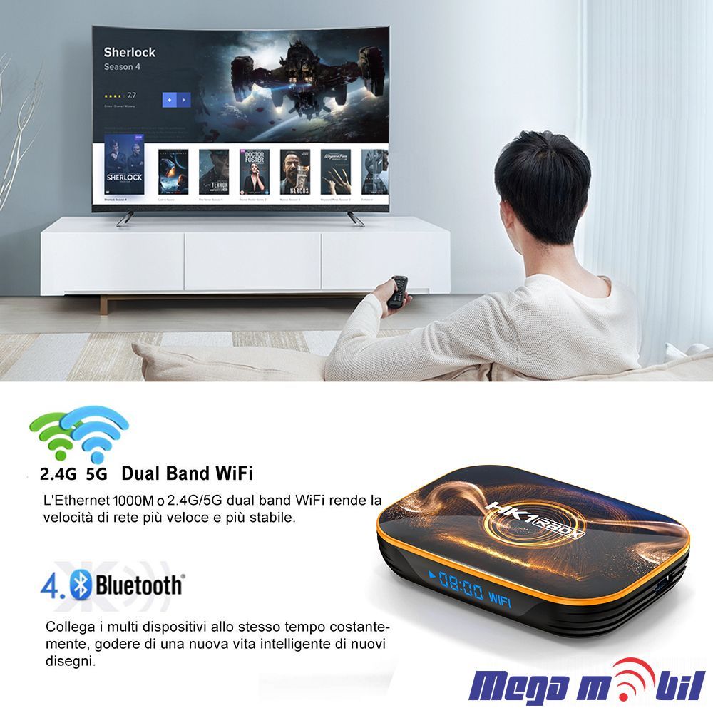 Android TV BOX HK1R 4GB RAM / 32GB ROM 5G+Wi Fi+BT Android 11