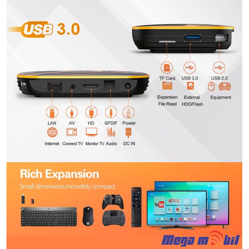 Android TV BOX HK1R 4GB RAM / 32GB ROM 5G+Wi Fi+BT Android 11