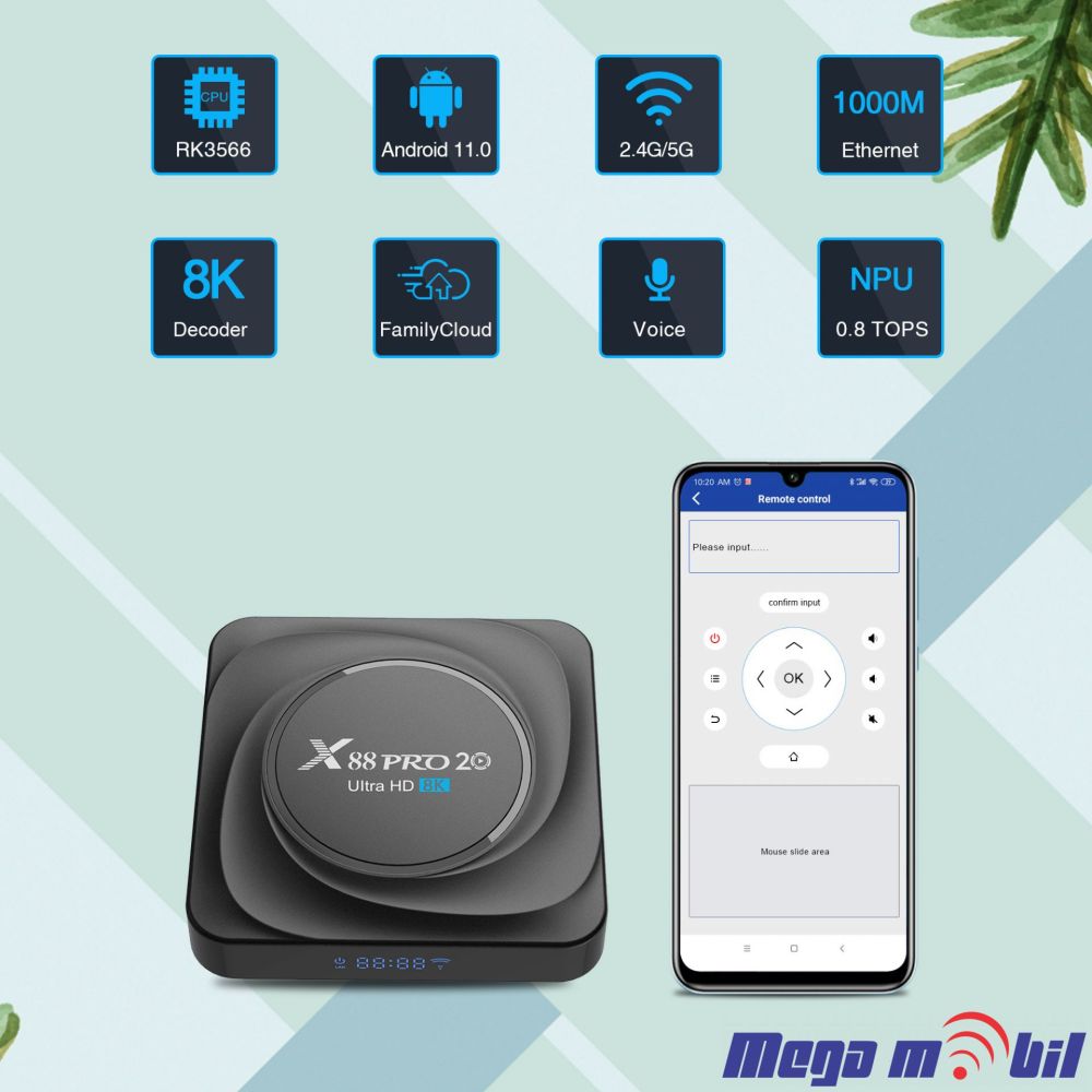 Android TV BOX X88 PRO 20 8GB RAM / 64GB ROM 5G Android 11