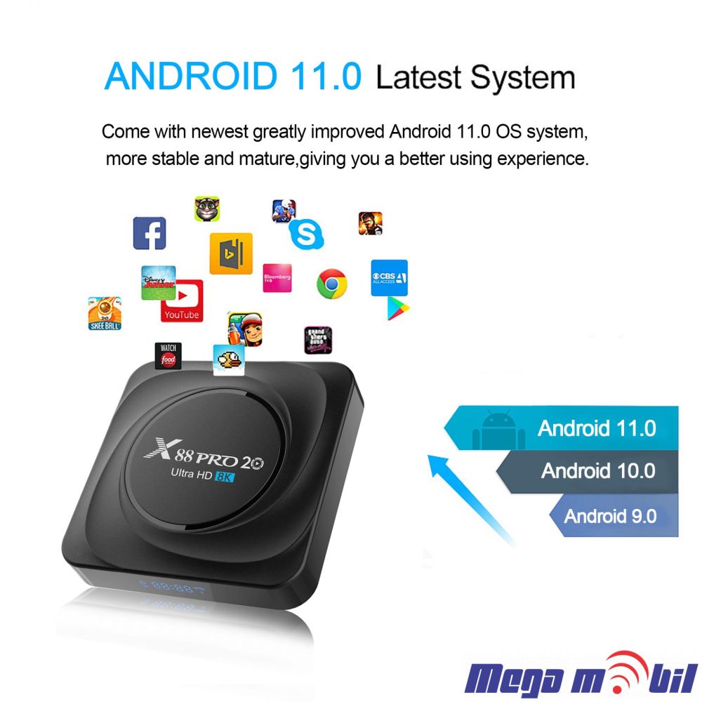 Android TV BOX X88 PRO 20 8GB RAM / 64GB ROM 5G Android 11