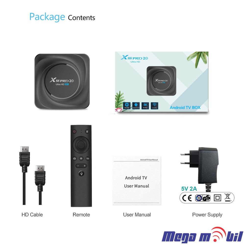 Android TV BOX X88 PRO 20 8GB RAM / 64GB ROM 5G Android 11