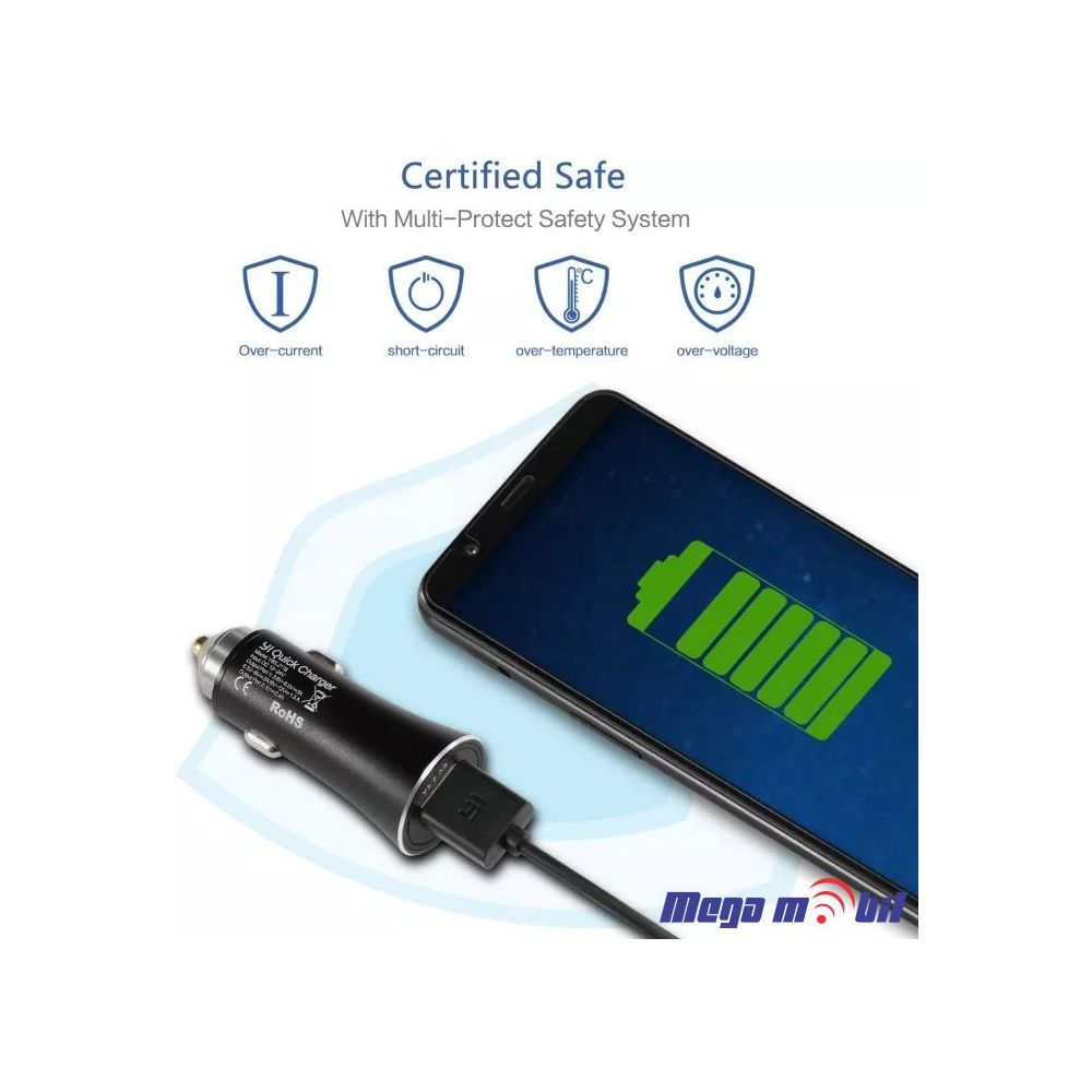 Polnac 12V/24V 3A 2USB FAST 3.0 Yi B21