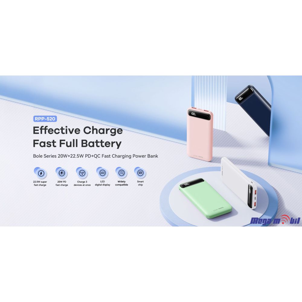 Baterija eksterna 10000mAh REMAX Bole RPP-520 FAST+PD blue