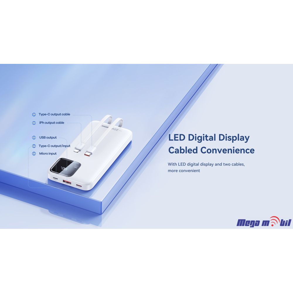 Baterija eksterna 10000mAh REMAX Suji RPP-500 FAST+PD white