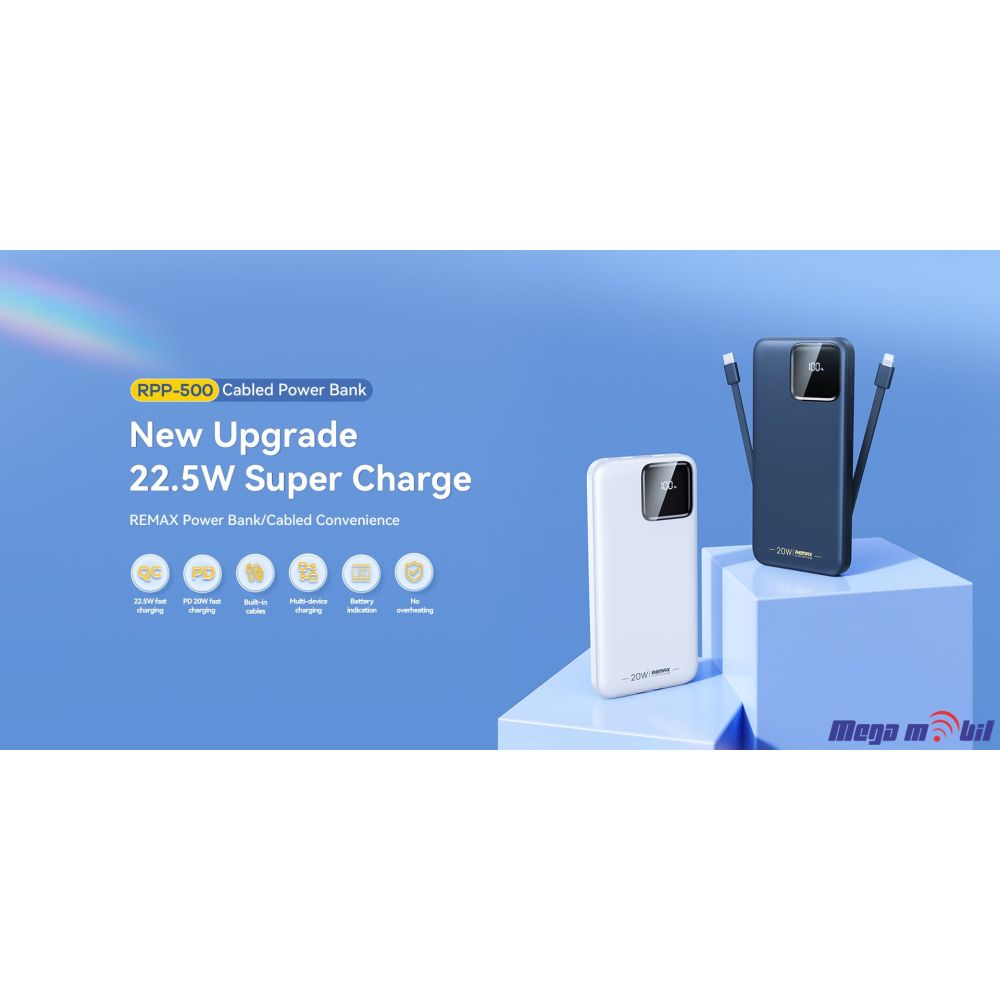 Baterija eksterna 10000mAh REMAX Suji RPP-500 FAST+PD white