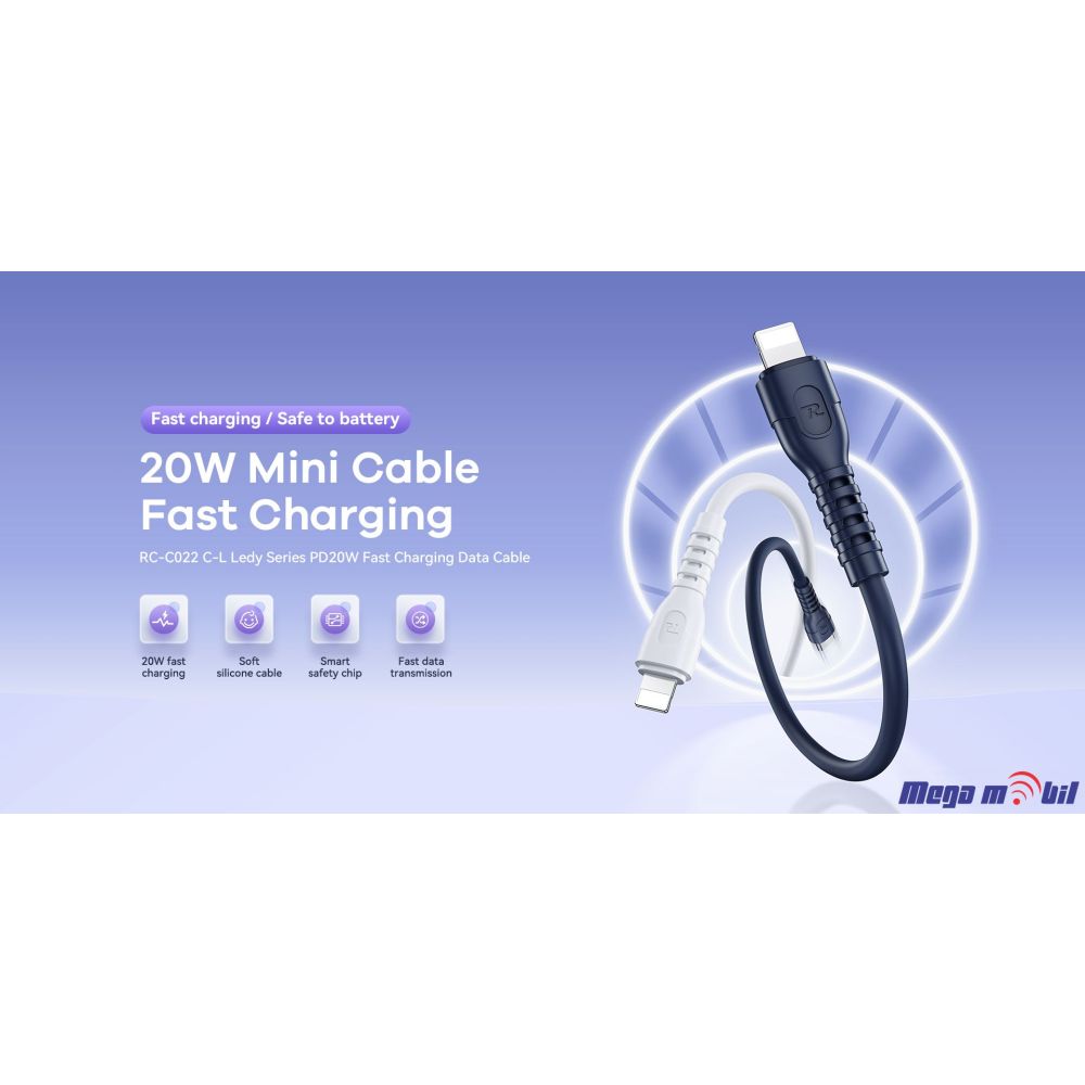 Data Kabel Type C PD REMAX Ledy RC-C022 65W Fast 0.3m white