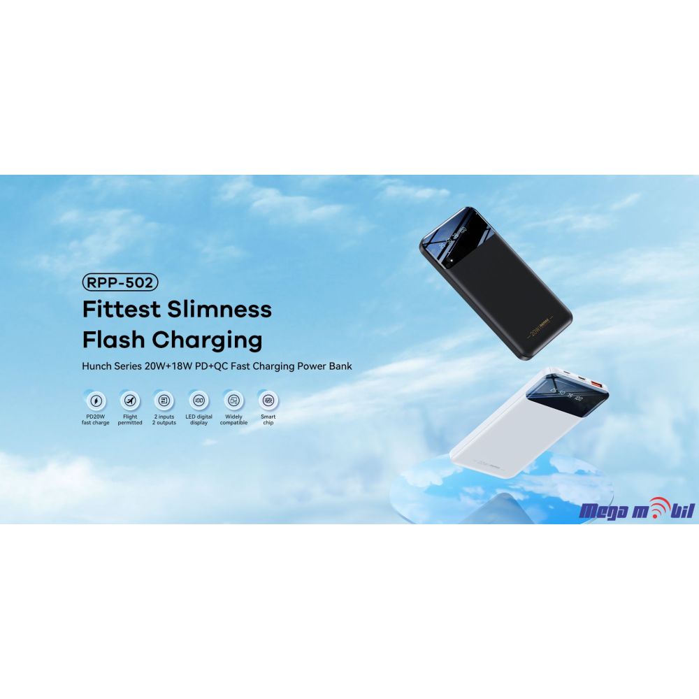 Baterija eksterna 10000mAh REMAX Hunch RPP-502 FAST+PD black