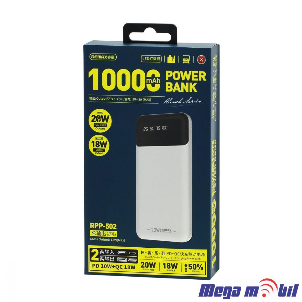 Baterija eksterna 10000mAh REMAX Hunch RPP-502 FAST+PD white