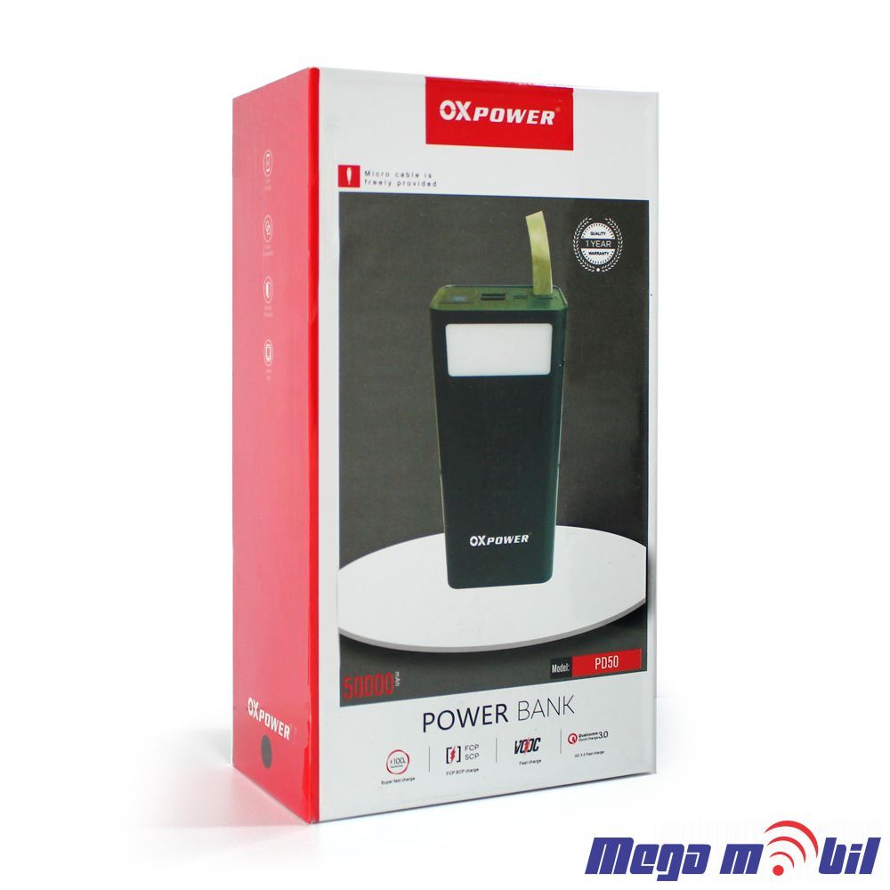 Baterija eksterna 50000mAh Ox Power PD50 FAST+PD black
