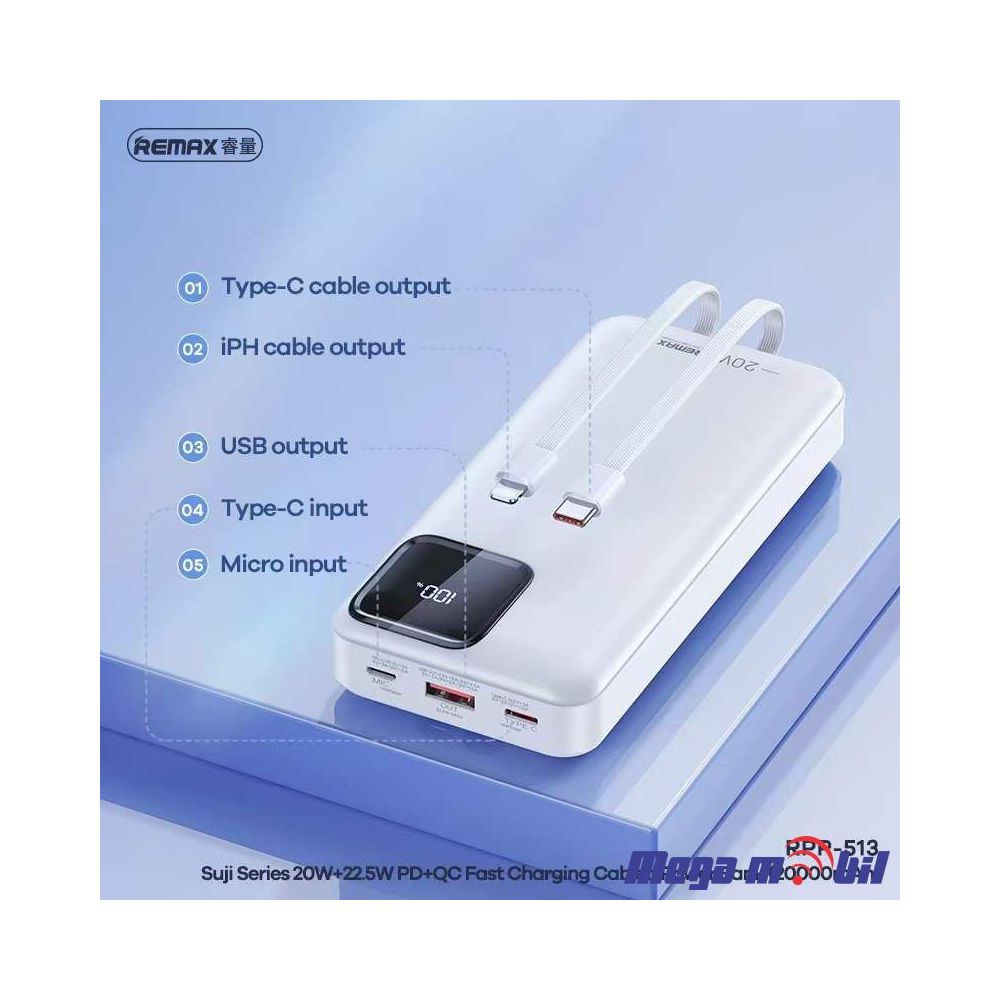 Baterija eksterna 20000mAh REMAX Suji RPP-513 FAST+PD white