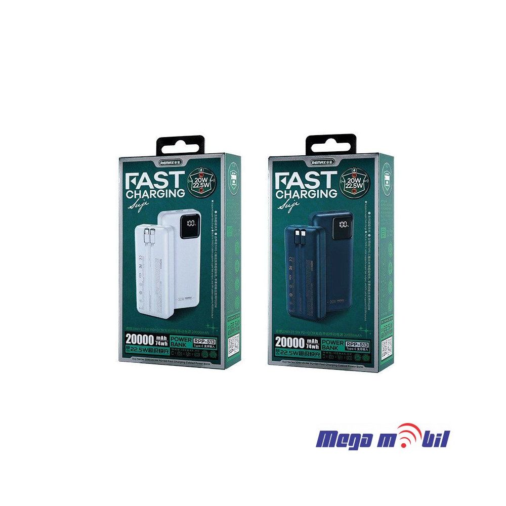 Baterija eksterna 20000mAh REMAX Suji RPP-513 FAST+PD blue