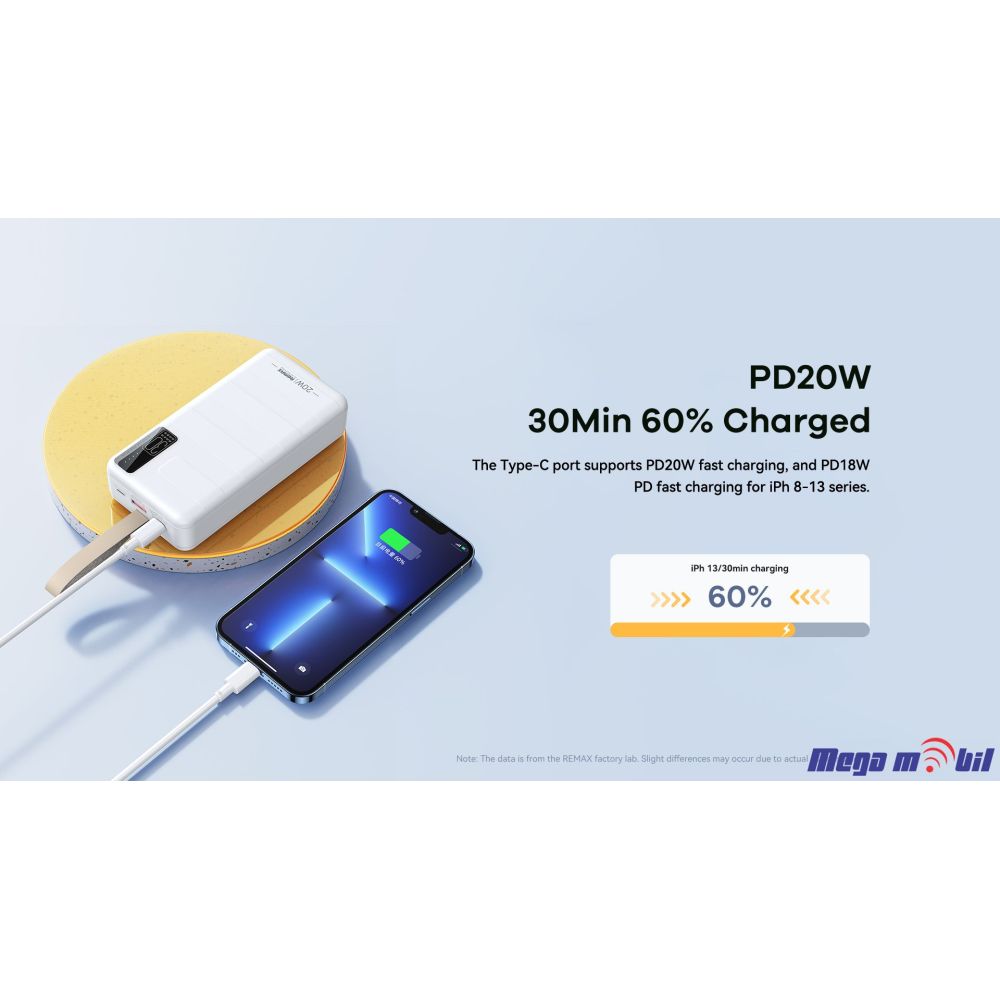 Baterija eksterna 30000mAh REMAX Noah RPP-506 FAST+PD white