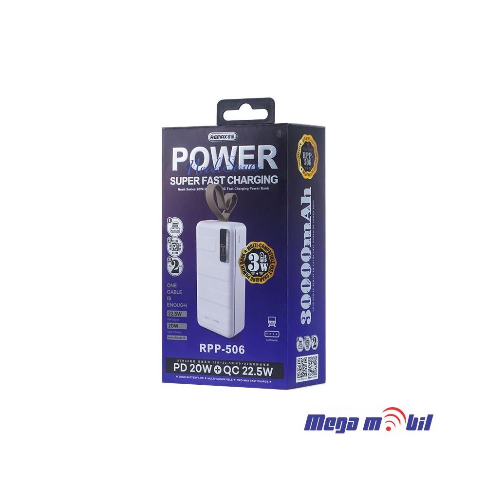 Baterija eksterna 30000mAh REMAX Noah RPP-506 FAST+PD blue