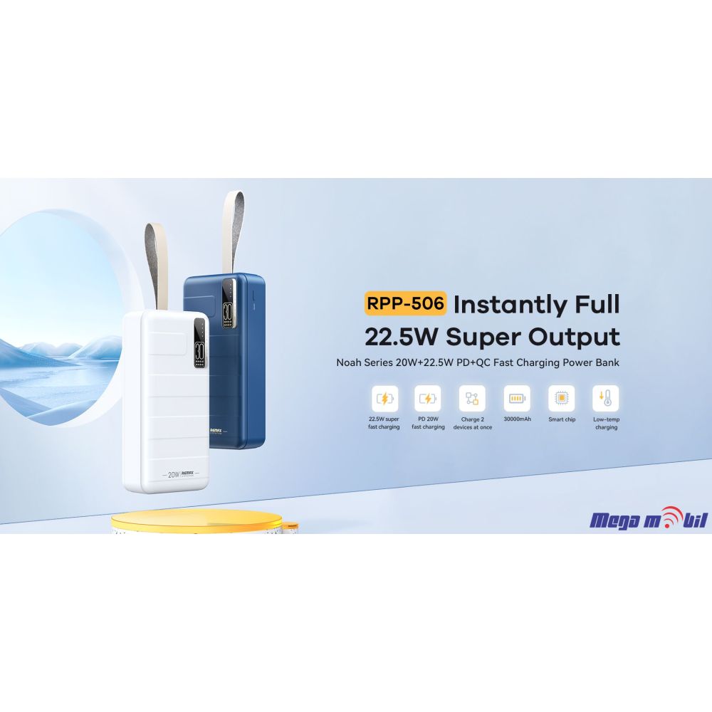 Baterija eksterna 30000mAh REMAX Noah RPP-506 FAST+PD blue