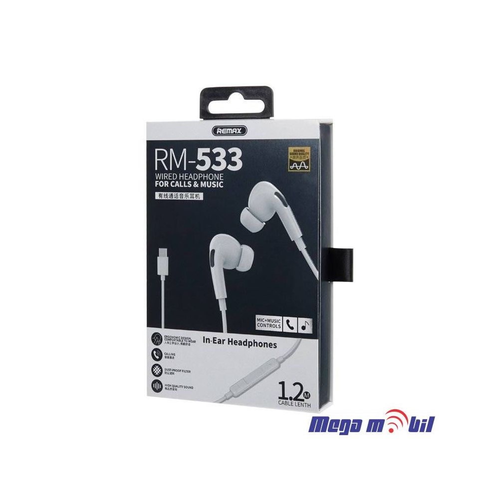 Slusalki REMAX Type C RM-533a white