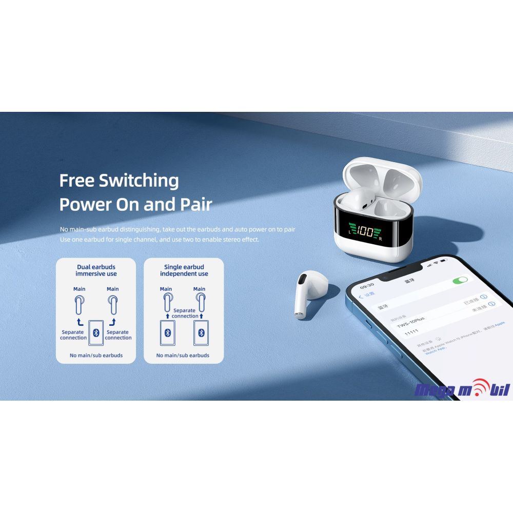 Slusalki Bluetooth REMAX TWS-10 Plus white