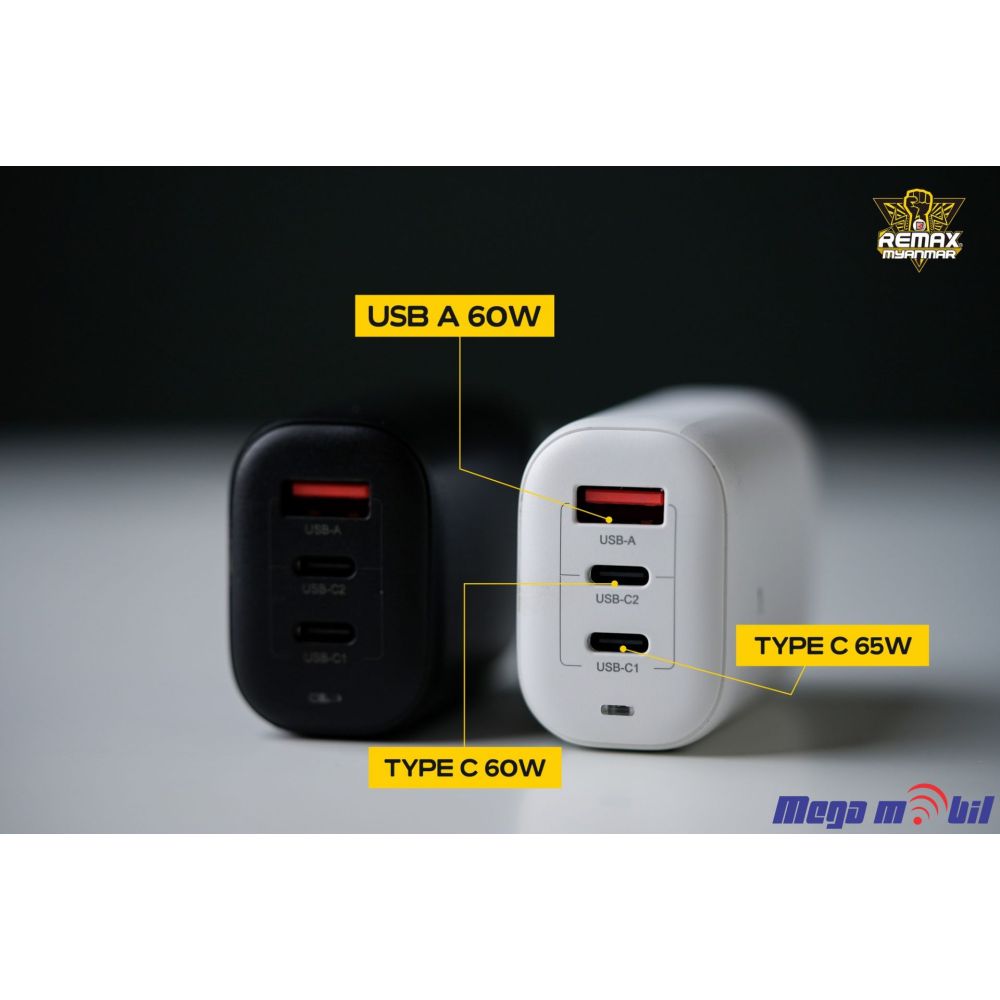 Polnac 220V REMAX Ligil Series 65W PD+QC GaN RP-U55 2C1A