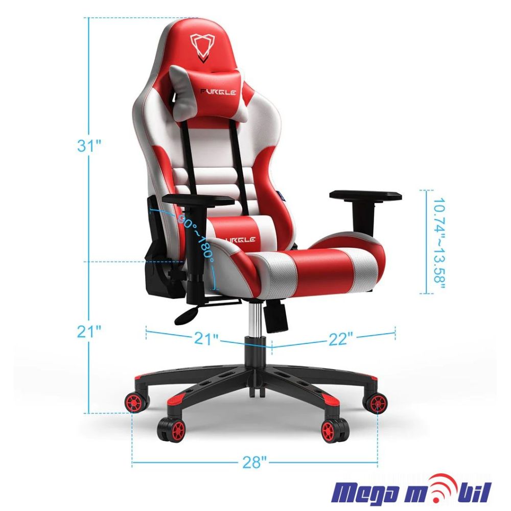 Gaming chair Furgle white / red