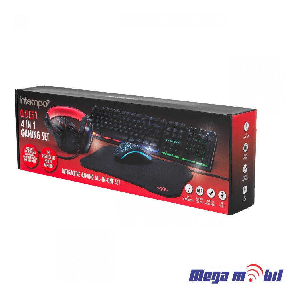 Gaming SET Intempo Quest 4vo1 - Slusalki+Tastatura+Gluvce+Podloga
