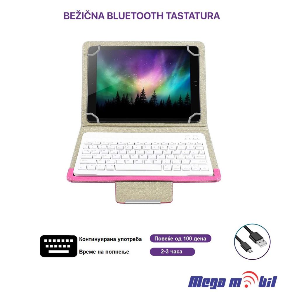 Futrola Tablet Univerzalna so Bluetooth tastatura 8" pink