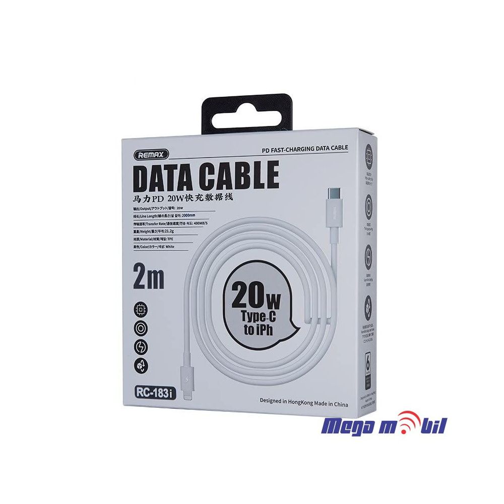 Data Kabel iPhone PD FAST REMAX Marlik RC-183i 20W 2m white 