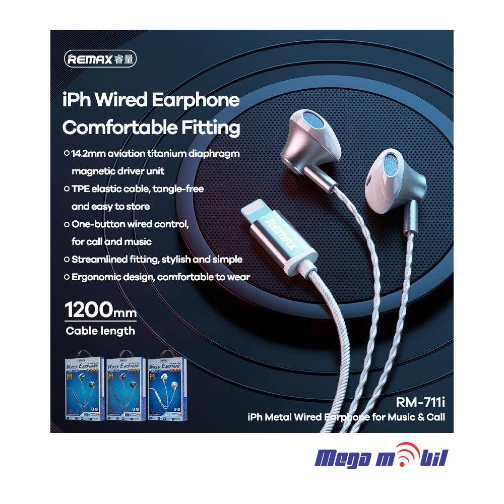 Slusalki REMAX iPhone RM-711i silver