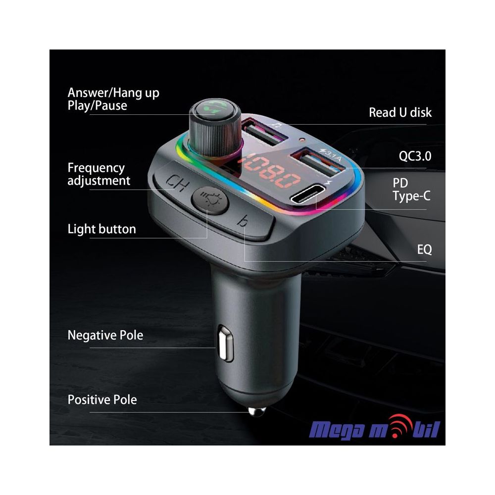 FM transmiter Bluetooth MP3 car charger PD C14