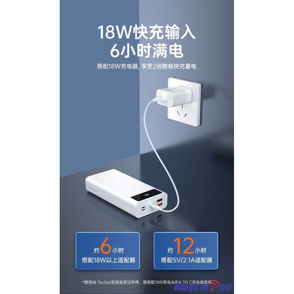 Baterija eksterna 20000mAh TECLAST T200A Pro FAST+PD 22.5W white.