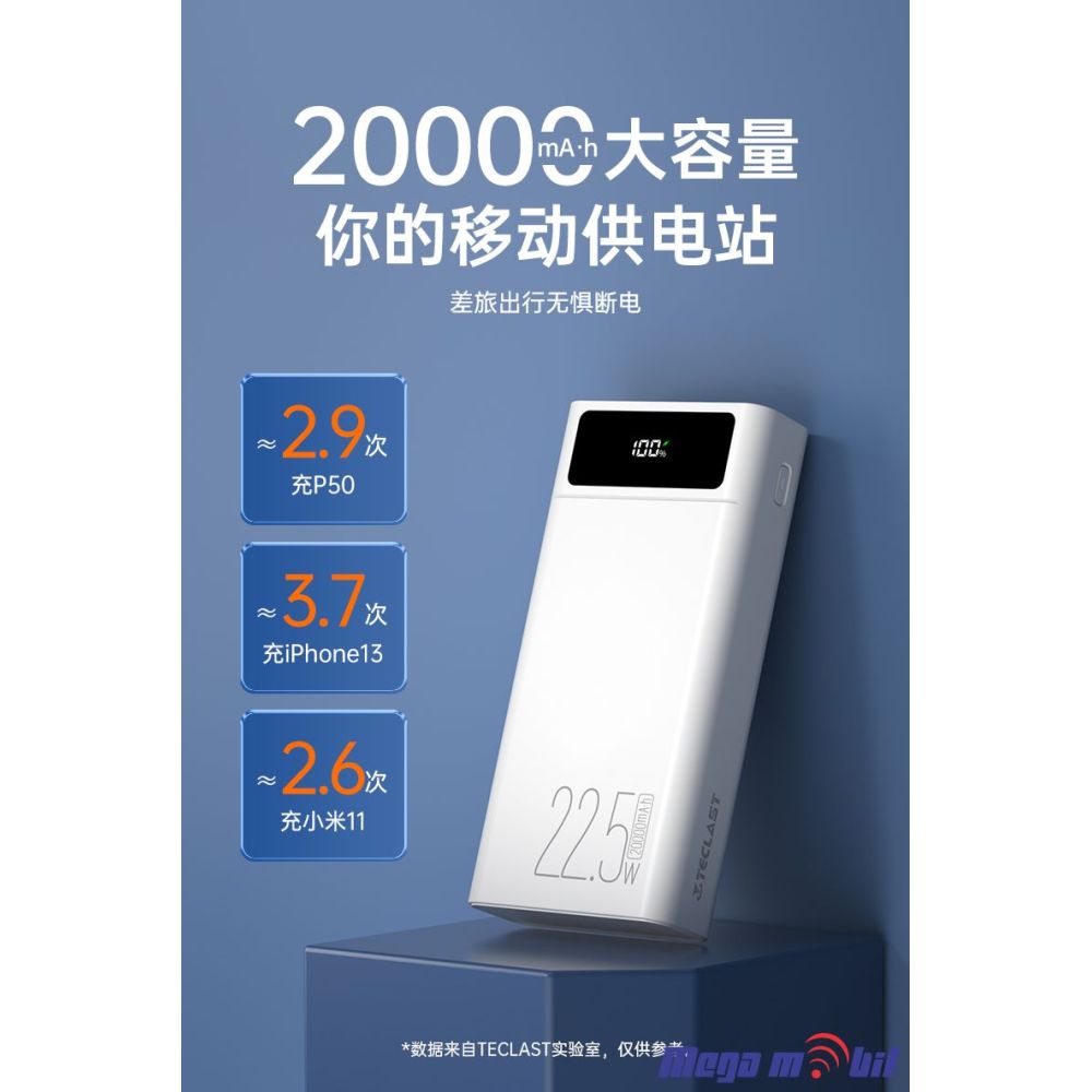Baterija eksterna 20000mAh TECLAST T200A Pro FAST+PD 22.5W white.