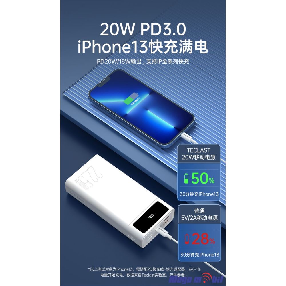 Baterija eksterna 20000mAh TECLAST T200A Pro FAST+PD 22.5W white.