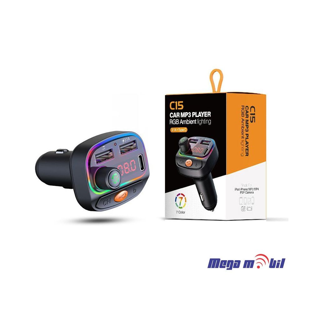 FM transmiter Bluetooth MP3 car charger PD C15