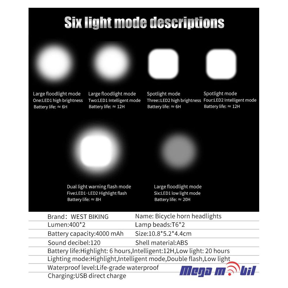 Predno Led svetlo za trotinet so svirka SMART L-1
