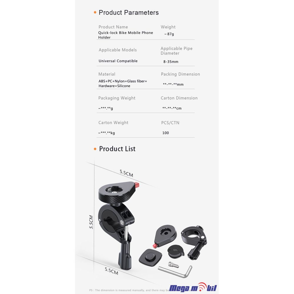 Drzac za velosiped i trotinet RTPH-006 black