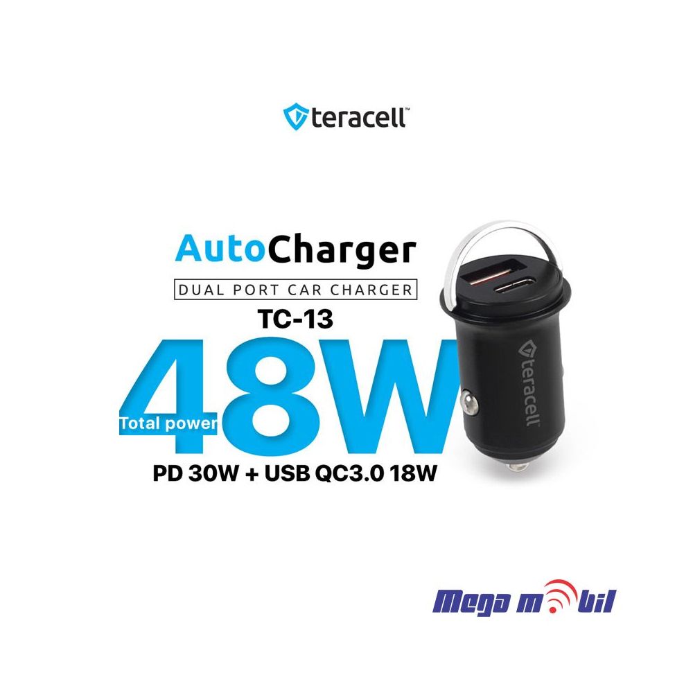 Polnac 12V/24V Type C Teracell Evolution TC-13 PD 30W + USB QC3.0 18W, 48W (total) black