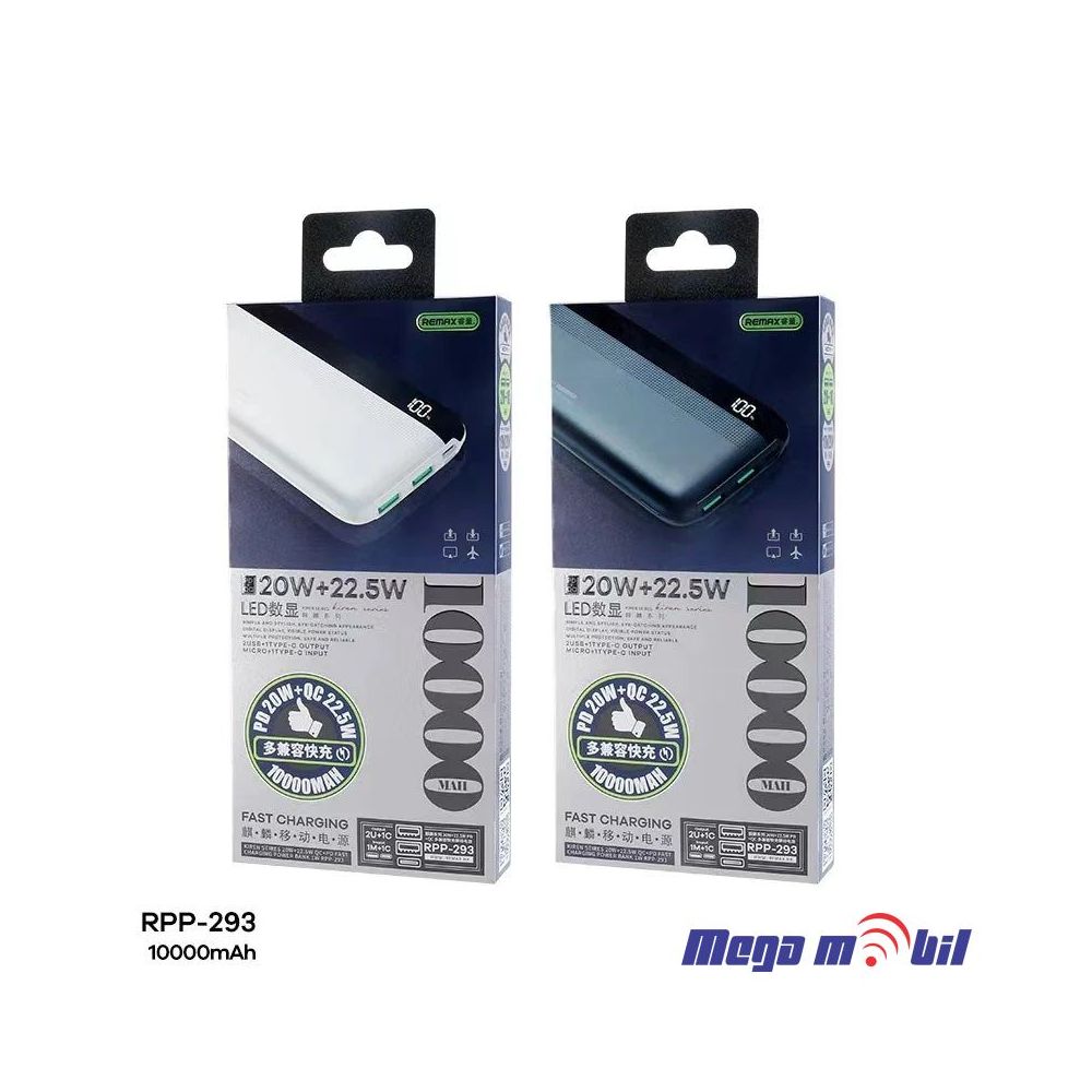 Baterija eksterna 10000mAh REMAX Kiren RPP-293 FAST+PD white