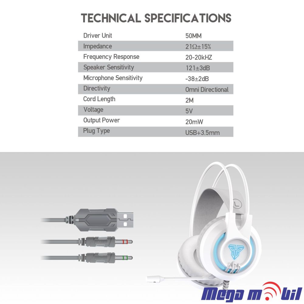 Slusalki Fantech Gaming HG20 CHIEF II white
