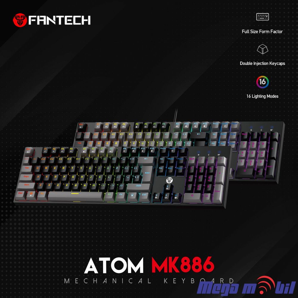 Tastatura Fantech Gaming Mechanical Atom MK886 Black/Grey (red switch)