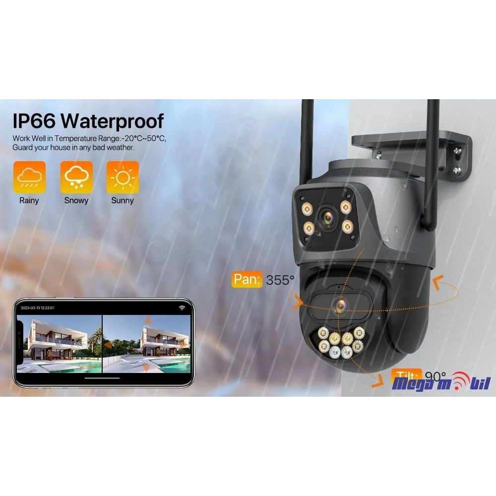 Kamera IP P09 6MP Outdoor WiFi 6 Megapixel PTZ 