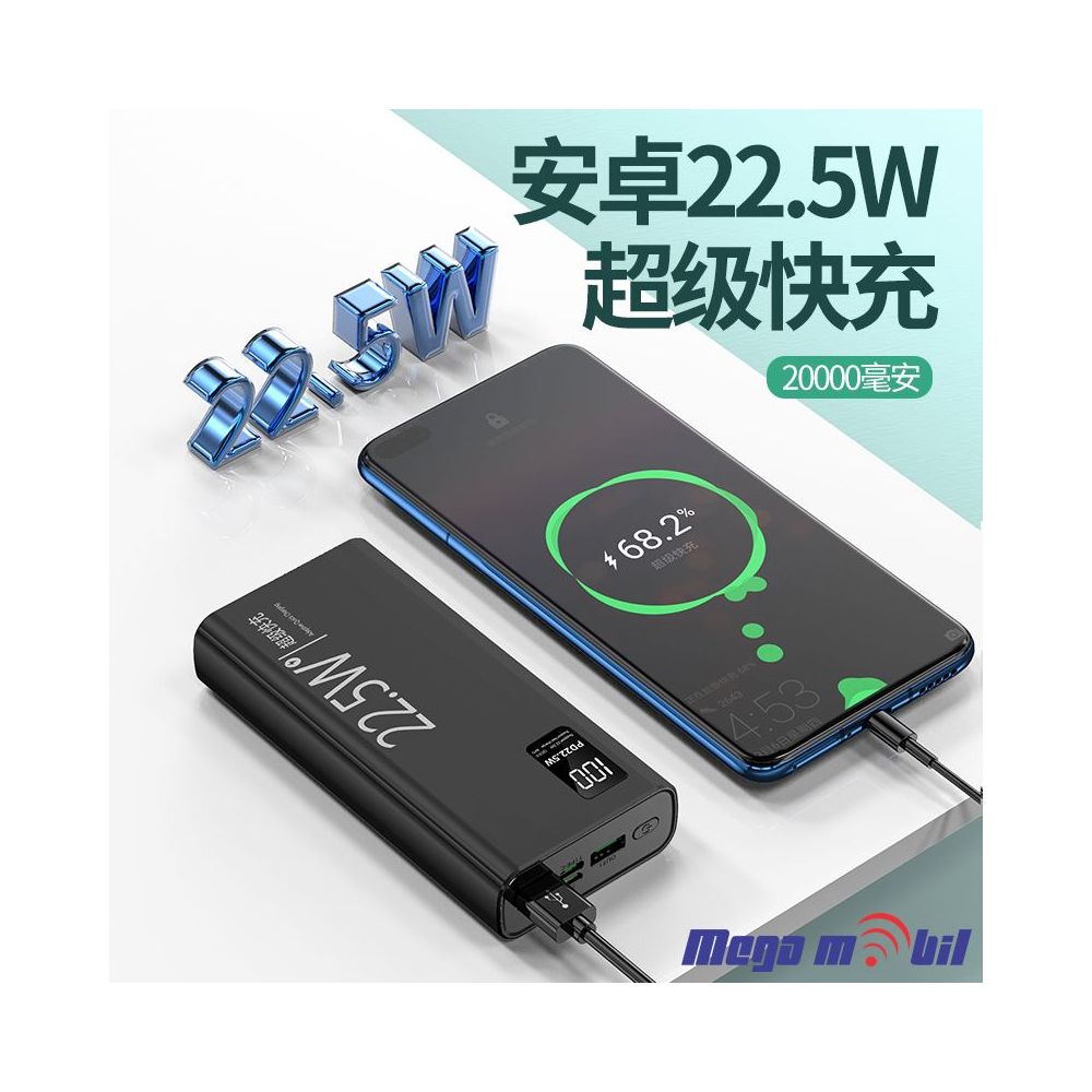 Baterija eksterna 20000mAh Ox Power PD22 FAST+PD 22.5W black