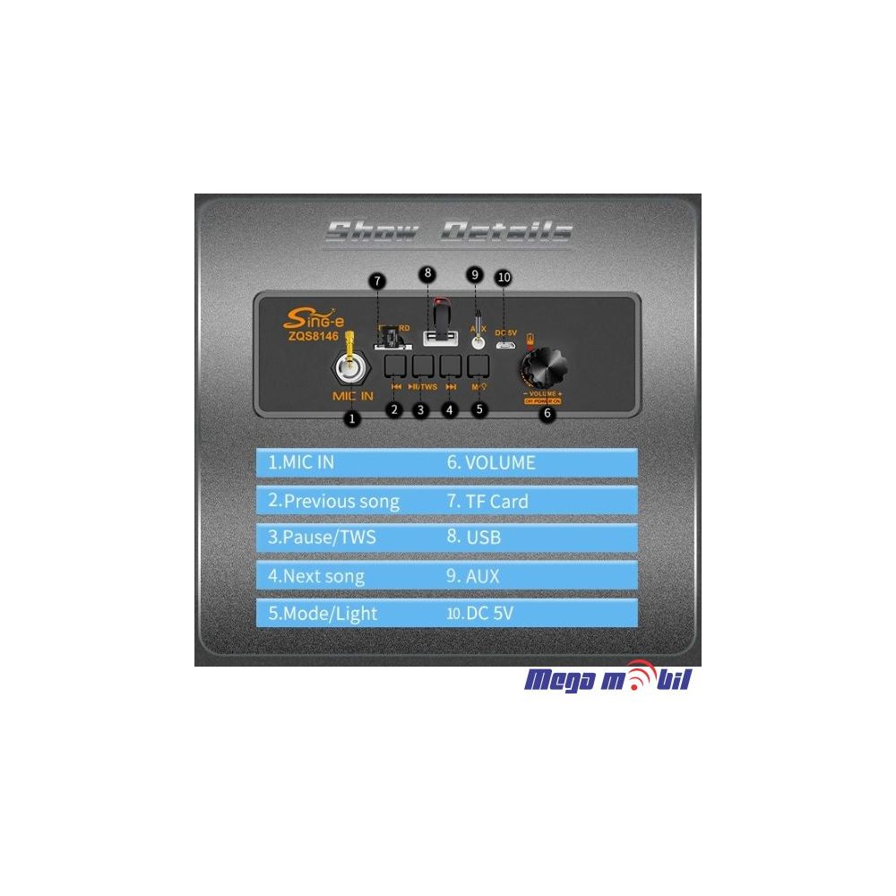 Zvucnik Bluetooth Karaoke ZQS8146