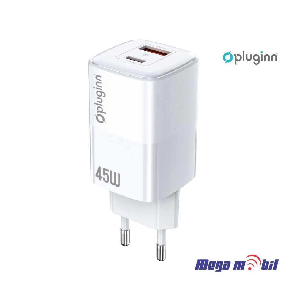 Polnac 220V iPhone Pluginn PI-D74-45w QC3.0 PD3.0 PPS USB-PD 12W+33W, 45W (total) white