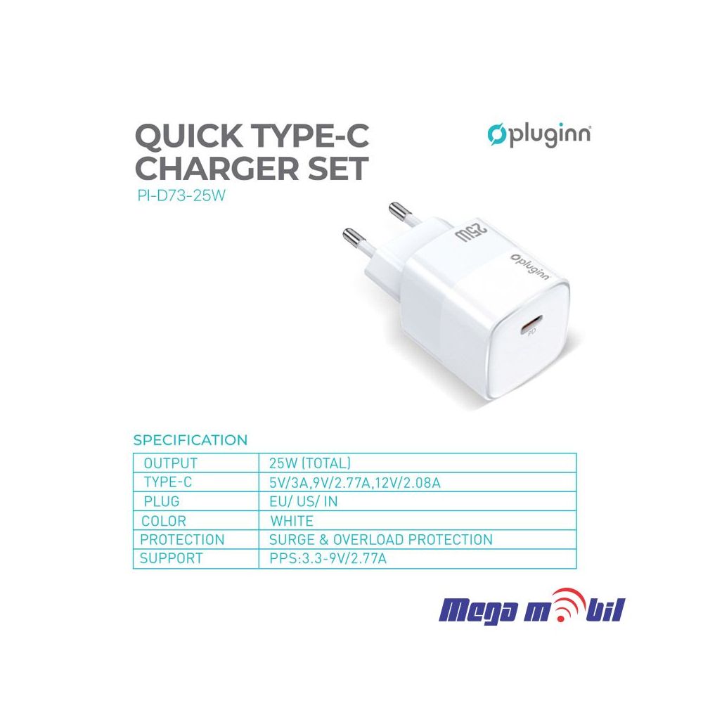 Polnac 220V iPhone Pluginn PI-D73 QC3.0 PD3.0 PPS PD 27W white